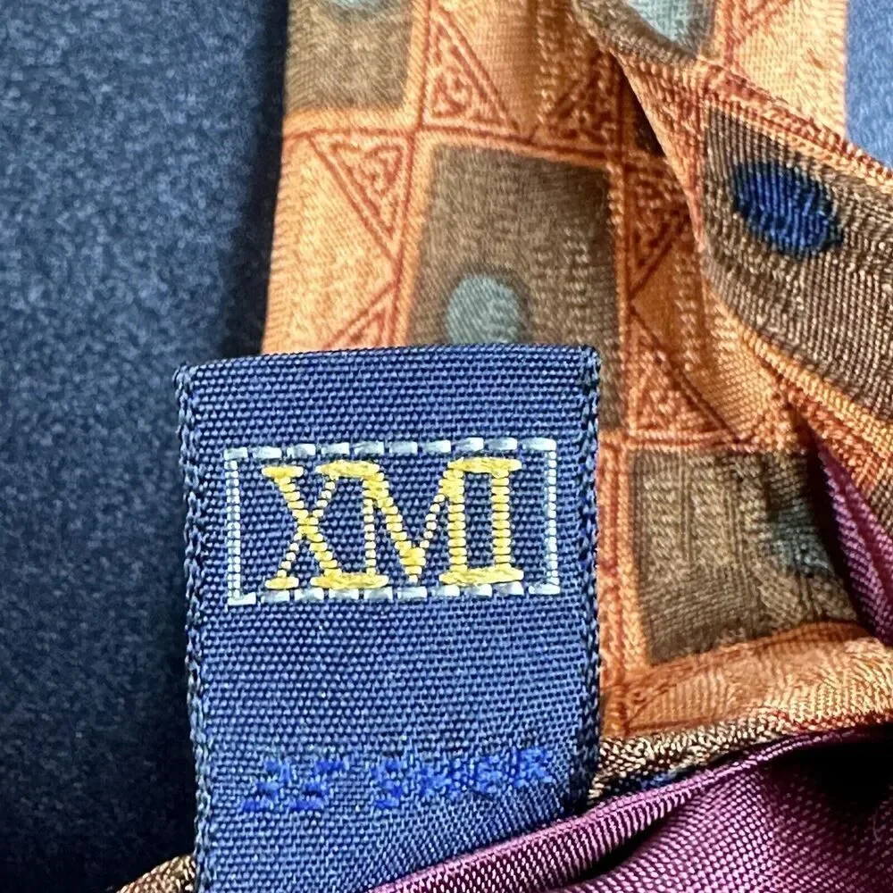 XMI for Nordstrom Tie Mens 56 in Diamond Geometric All Silk Hand Made in USA